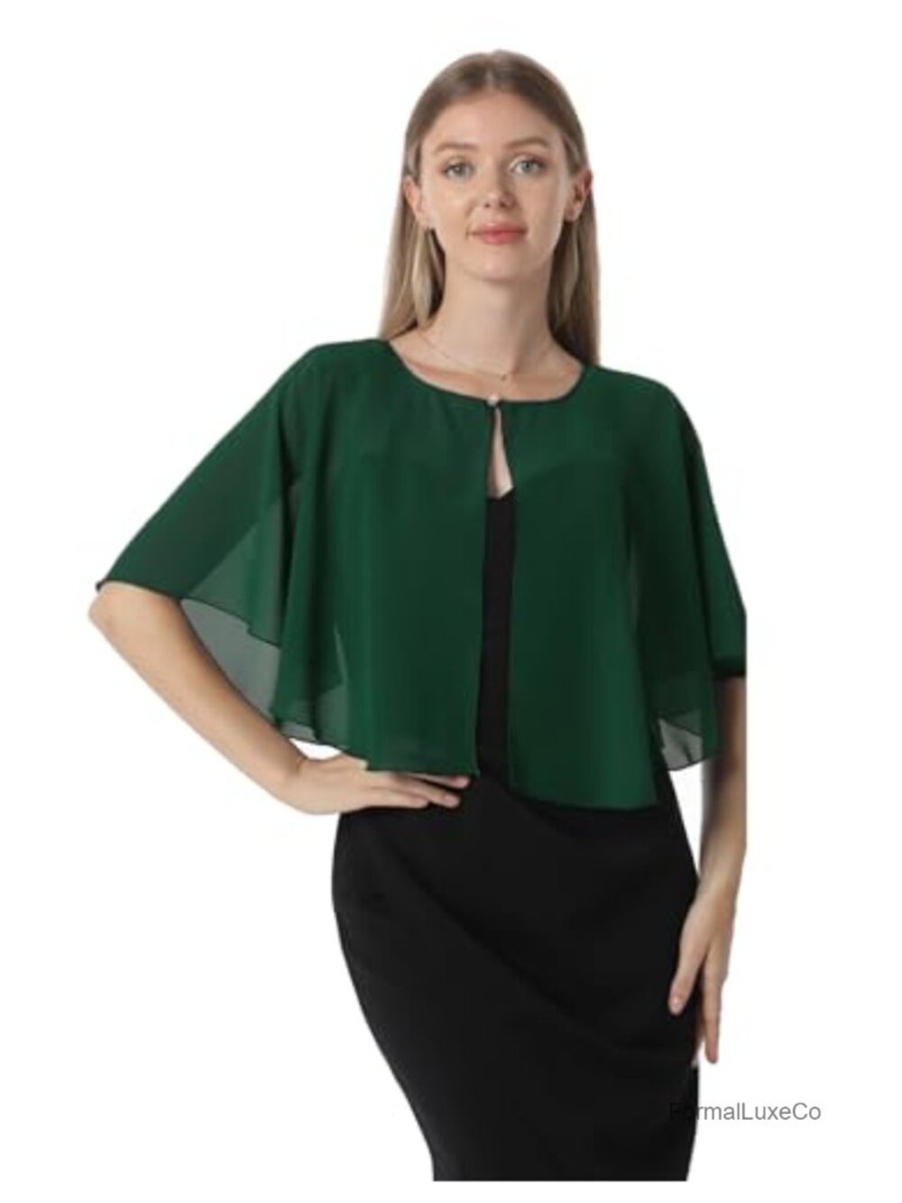 Chiffon Capelet Shawl Wrap Elegant Soft Sheer Cape for Dress Wedding Evening